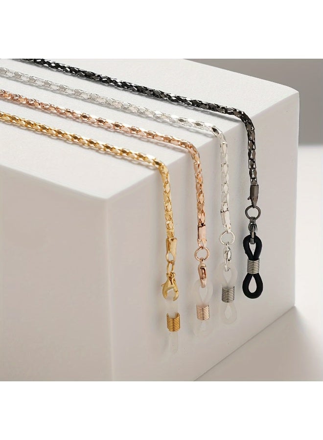 4PCS Vintage Alloy Glasses Chain Strap Set – Hollow Out Eyewear Retainer Holder, Non-Slip Sunglasses Chain for Women, Multi-Color Fashion Eyeglass Accessory - Image 1