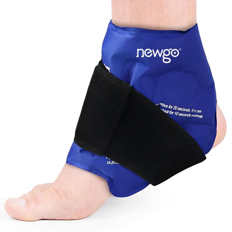 NEWGO Ankle Ice Pack Wrap for Swelling Ice Pack for Ankle Injuires Reusable Ankle Cold Pack Wrap Hot Cold Therapy Ankle Ice Wrap for Sprained Ankles Achilles Tendonitis Ankle Blue