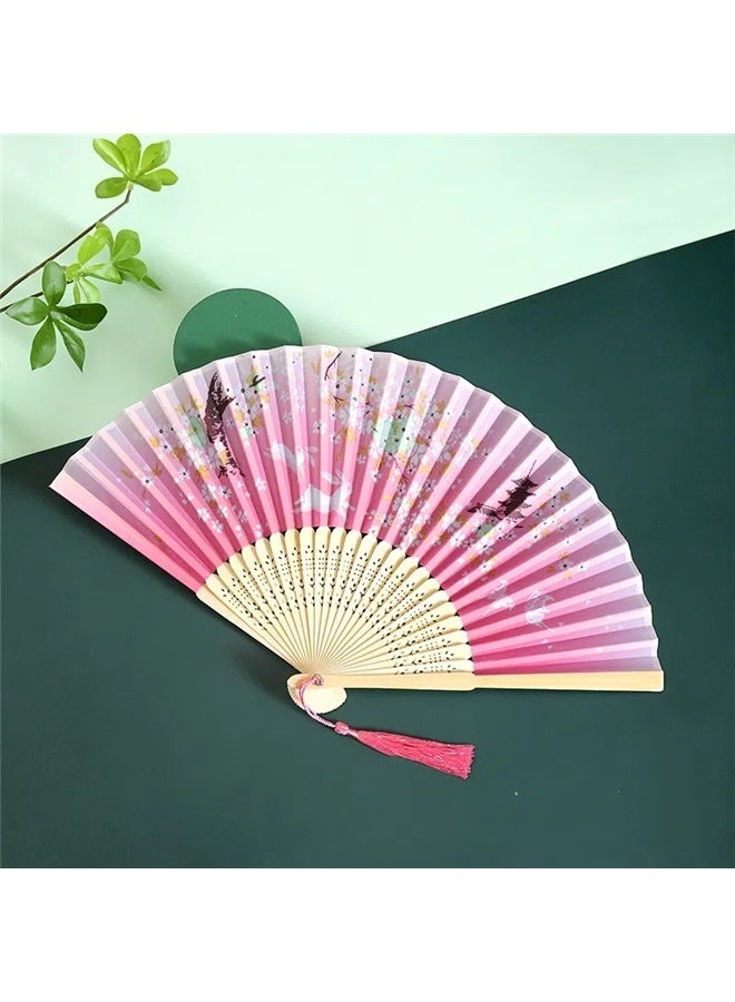 Generic Classical Folding Silk Fan,  Folding Pocket Purse Hand Fan (Pink) - Image 2