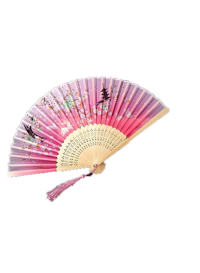 Generic Classical Folding Silk Fan,  Folding Pocket Purse Hand Fan (Pink) - Image 1