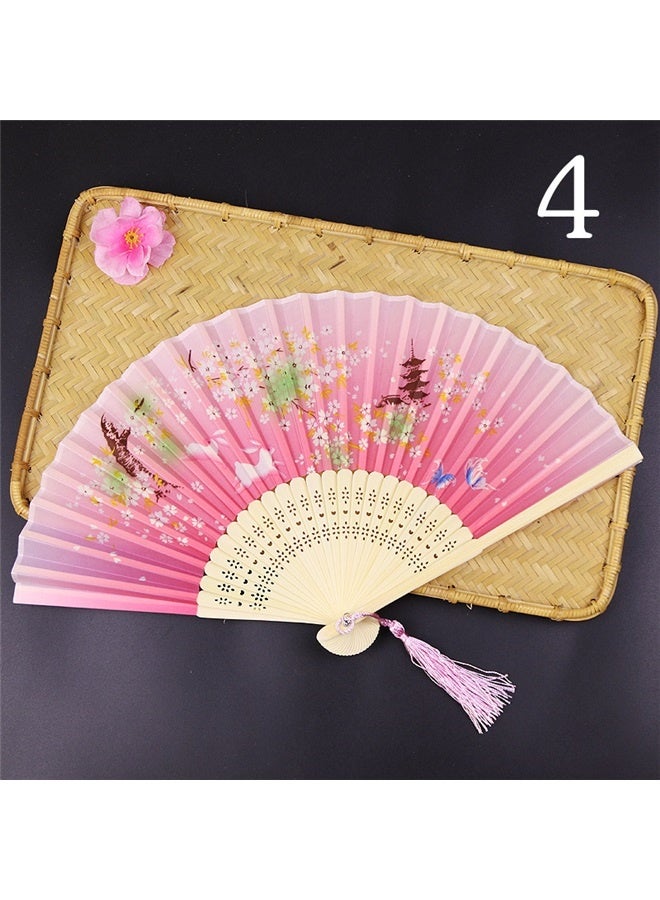 Generic Classical Folding Silk Fan,  Folding Pocket Purse Hand Fan (Pink) - Image 4