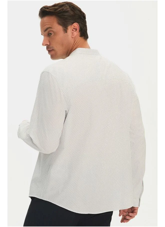 جون June Exclusive Men Regular Fit Patterned Judge Neck Shirt White