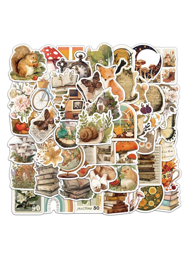 50 Classic Retro Animal Stickers Exquisite European And American Style Non-repeive Hand Account Material Pvc Waterproof Stickers