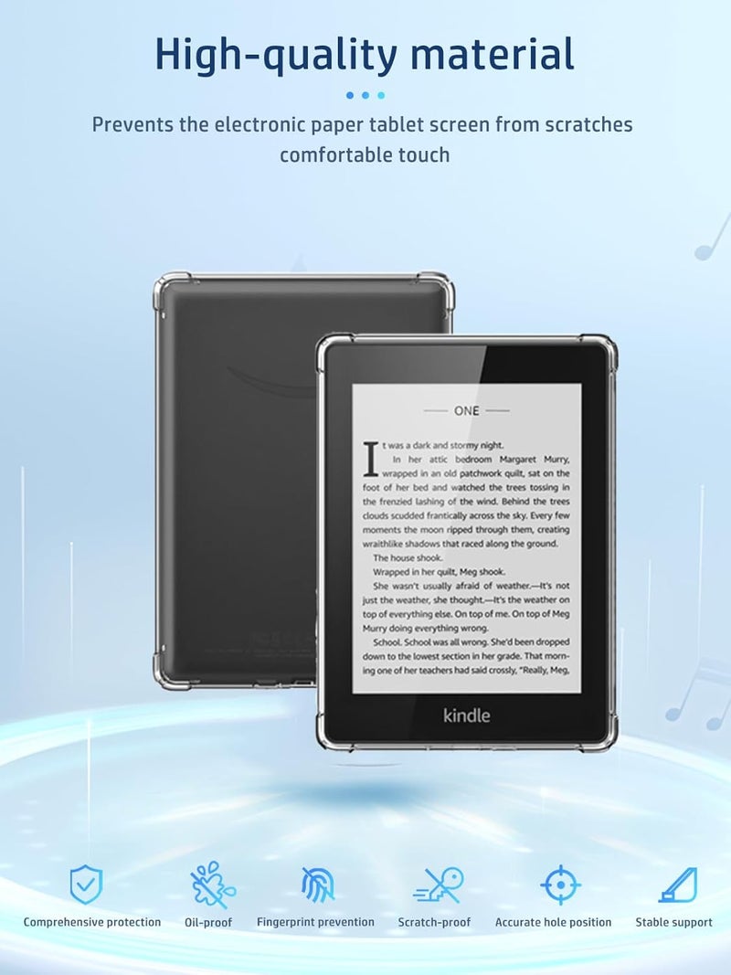 NOUKAJU لجميع طرازات Amazon Kindle Paperwhite الجديدة تمامًا وغطاء حالة Kindle Colorsoft Signature Edition، غطاء لجهاز Kindle Paperwhite مقاس 7 بوصة (الجيل الثاني عشر) 2024، TPU، مقاوم للسقوط، مضاد للخدش (شفاف) - Image 2