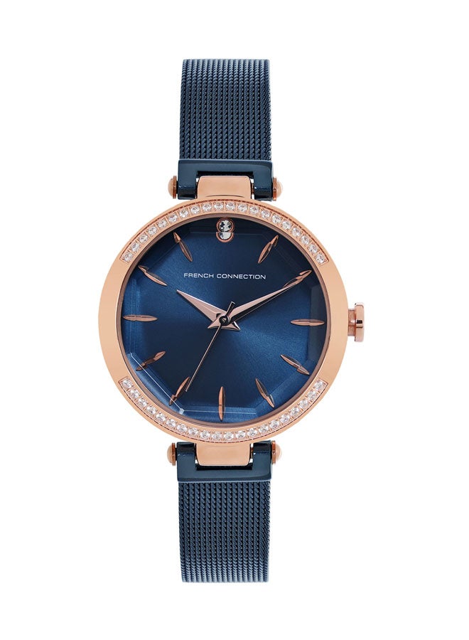 French Connection Women's Analog Watch with Blue Stainless Steel Mesh Bracelet, Blue Dial  - Image 1