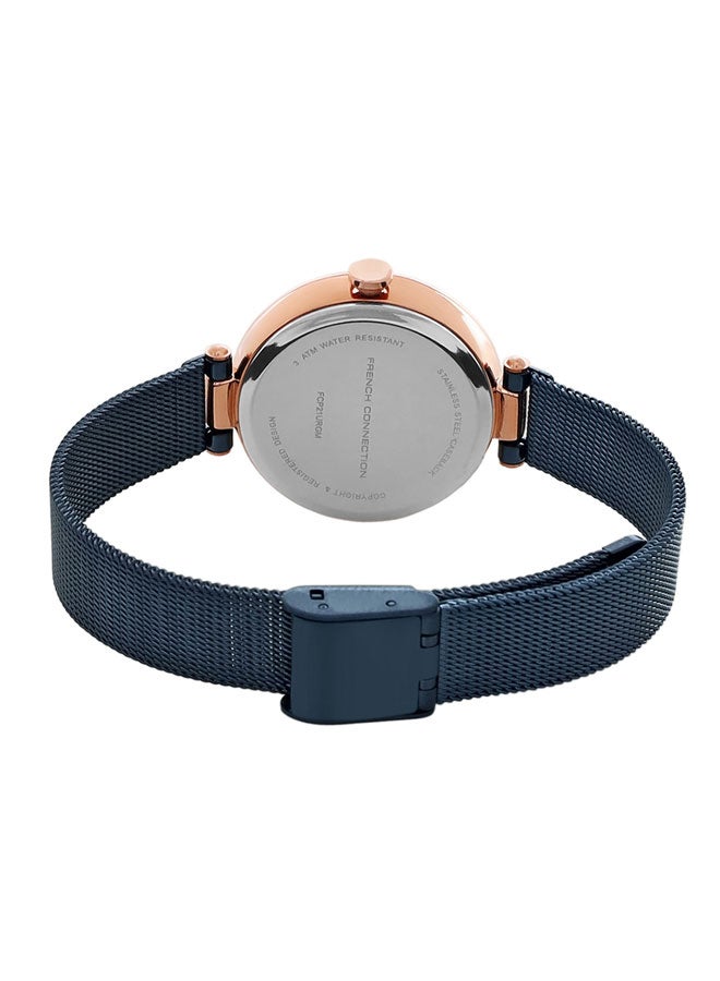 French Connection Women's Analog Watch with Blue Stainless Steel Mesh Bracelet, Blue Dial  - Image 4