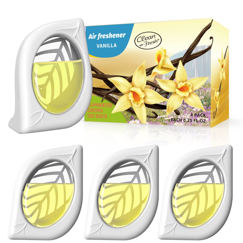 Clean-n-Fresh Air Freshener for Home, 4 Pack, Vanilla, Odor Eliminator for Small Area Closets Bathroom Pets Strong Odor, Up to 120 Days - Image 1