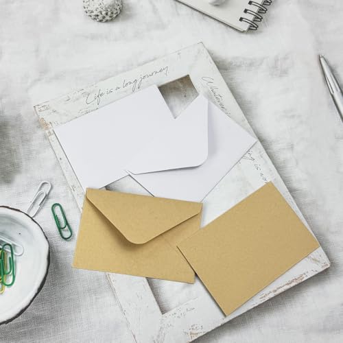 Ouzoustate 100 Pack Gift Card Envelopes 4 x 2.75" Mini Envelopes 120GSM Small Paper Business Gift Card Sleeves Bulk,Tiny Little Greeting Card Envelope Pockets for Invitation (White) - Image 4