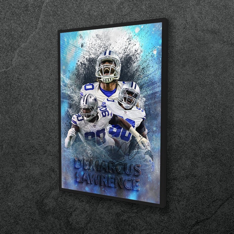 TNESSENTIAL Demarcus Lawrence Wall Art Dallas Cowboys Framed Canvas Poster Football Wall Art Print NFL Artwork Home Decor D37 Birthday Gift - Image 1