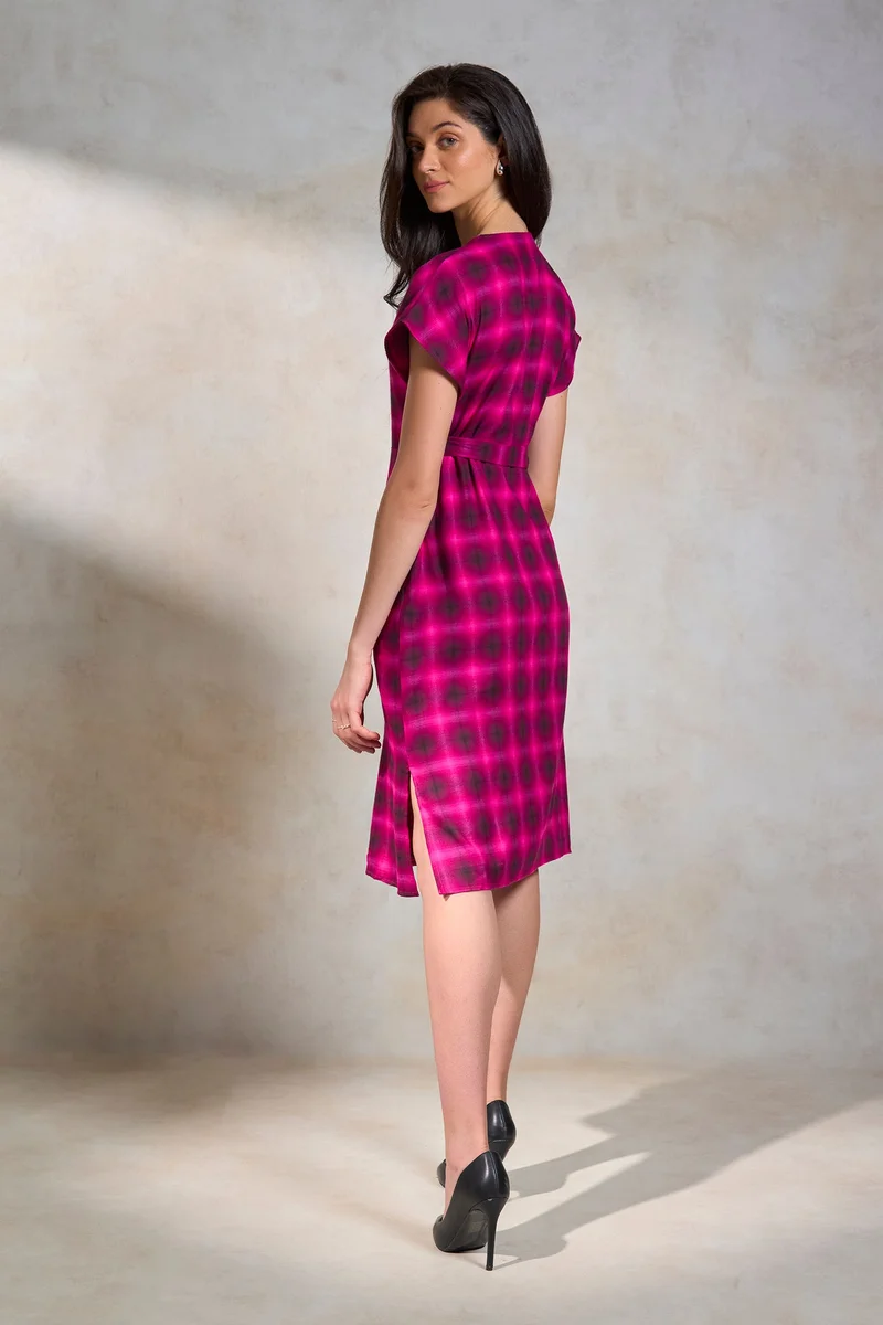 Virgio Plaid Wrap Dress