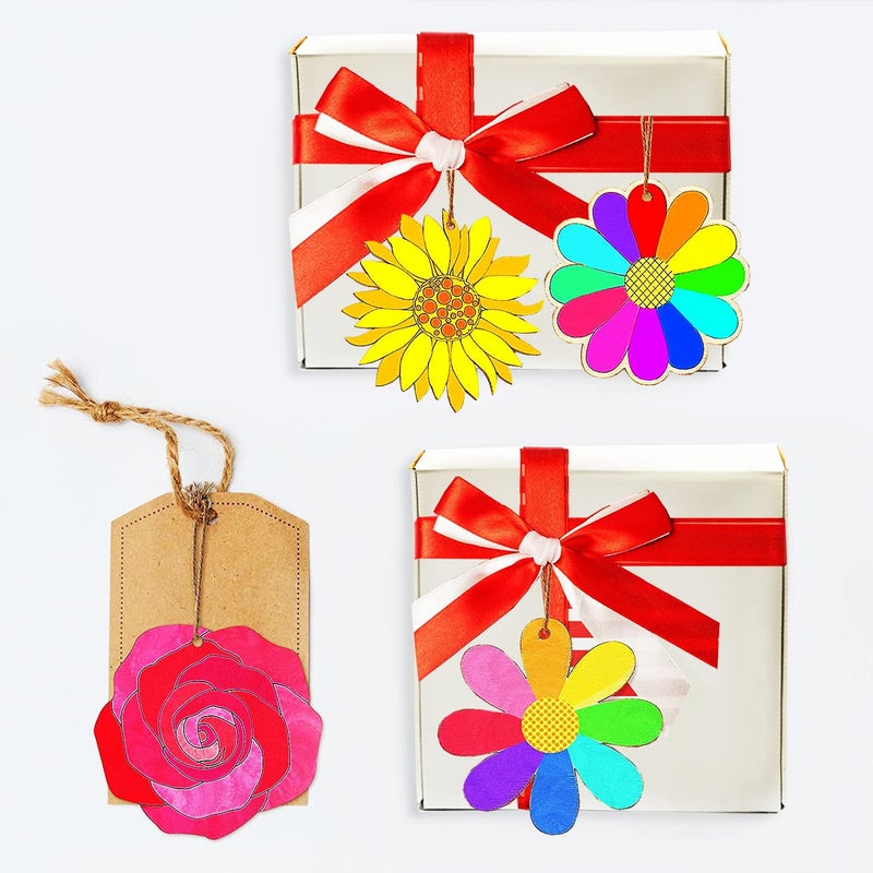 StepsToDo Decorative Flower Cut Out Craft Kit. Set of 50. 5 Different Flower Cut-Out (10 Each). Unfinished Wooden Cut-Outs Tags. DIY Crafts Painting Festive Gift Set. - Image 5