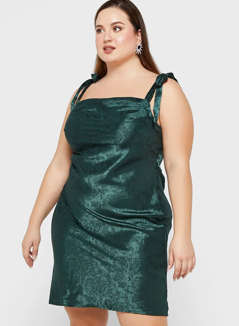 Quiz Curve Satin Jacquard Floral Dress