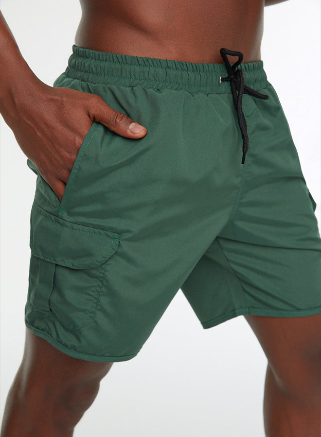 Trendyol Man Green Cargo Pocket Standard Size Swimsuit Swim Shorts - Image 3