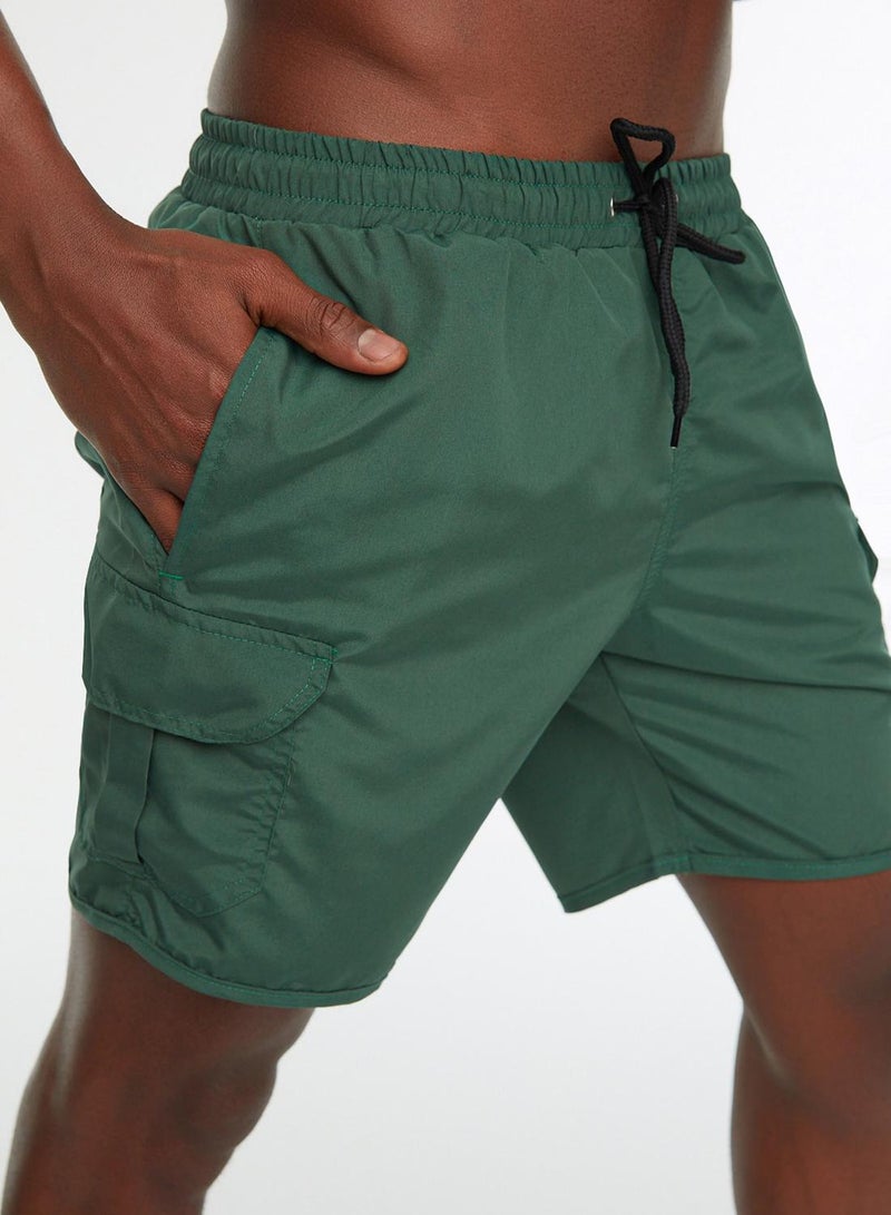 Trendyol Man Green Cargo Pocket Standard Size Swimsuit Swim Shorts - Image 3