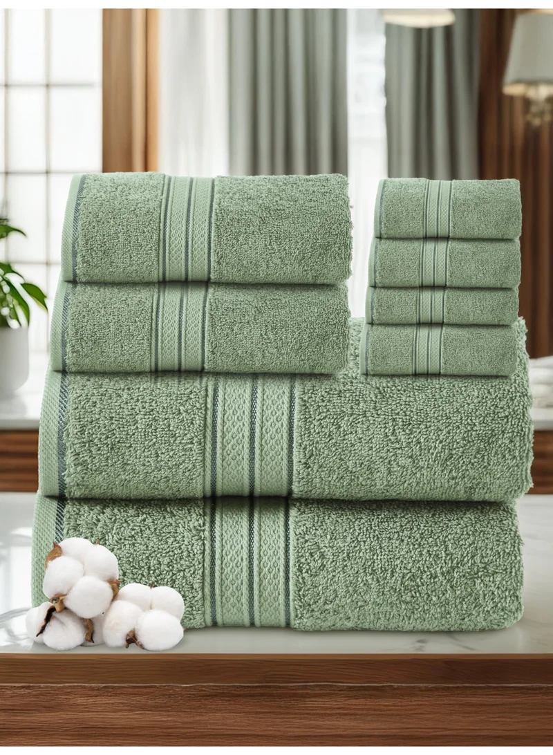 Donetella 8 Pcs Premium Towel Set - 2 Bath Towels, 2 Hand Towels & 4 Washcloths | 100% Combed Cotton 600 GSM | Quick Dry, Ultra-Absorbent, Thick & Plush | Ideal for Bath, Spa, Gym, Hotel & Everyday Luxury