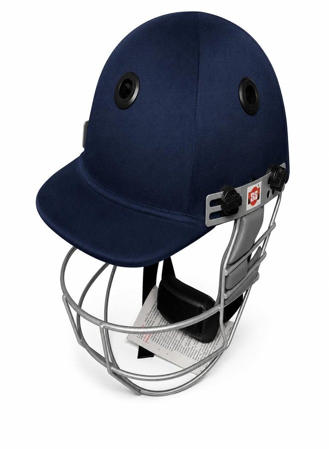 اس اس خوذة كريكيت SS Cricket Legend Premium، مقاس كبير، لون أزرق داكن. - Image 1