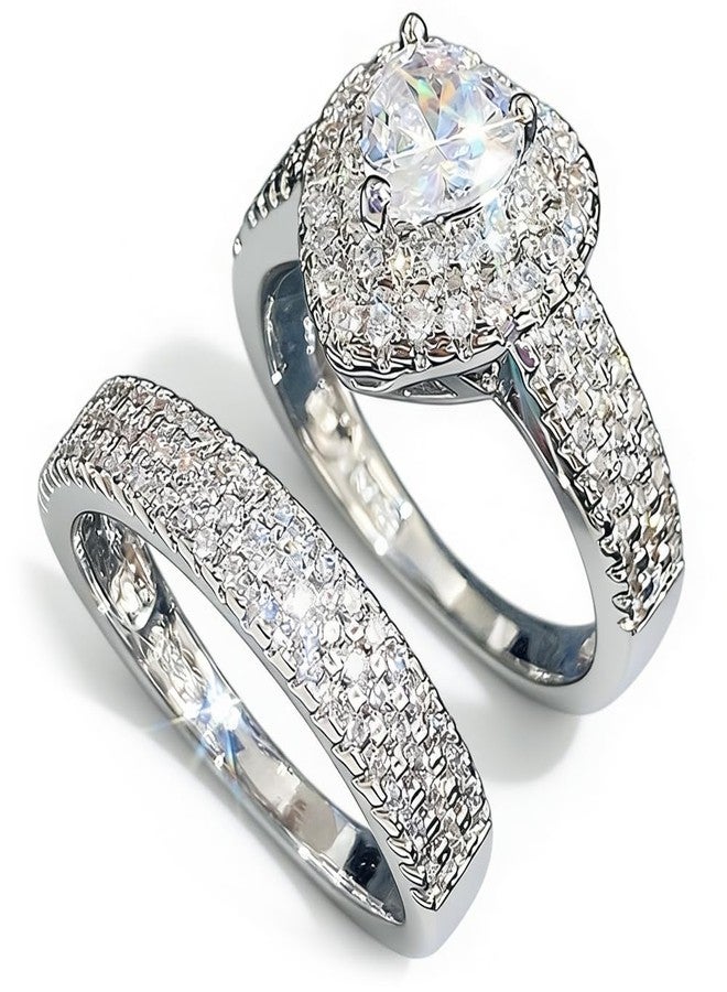 RKKOJJO 925 Sterling Silver Cubic Zirconia Stacking Ring Heart Diamond Ring Engagement Ring Wedding Band Rings for Women - Image 1