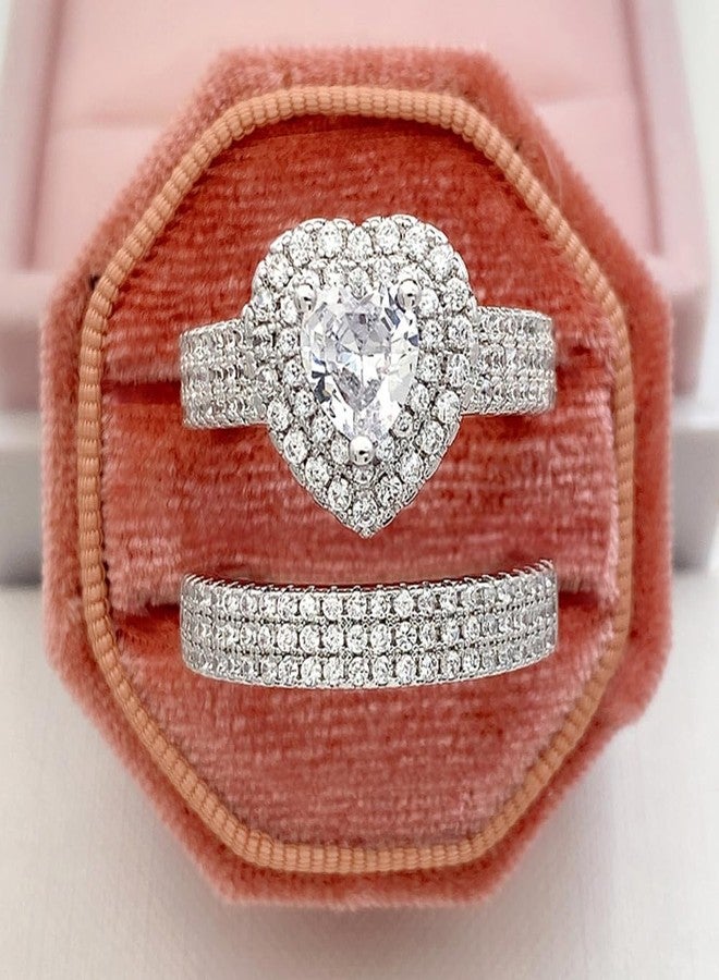 RKKOJJO 925 Sterling Silver Cubic Zirconia Stacking Ring Heart Diamond Ring Engagement Ring Wedding Band Rings for Women - Image 3