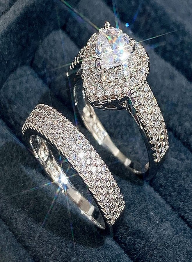 RKKOJJO 925 Sterling Silver Cubic Zirconia Stacking Ring Heart Diamond Ring Engagement Ring Wedding Band Rings for Women - Image 5