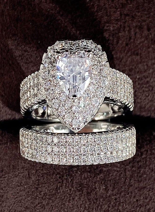 RKKOJJO 925 Sterling Silver Cubic Zirconia Stacking Ring Heart Diamond Ring Engagement Ring Wedding Band Rings for Women - Image 4