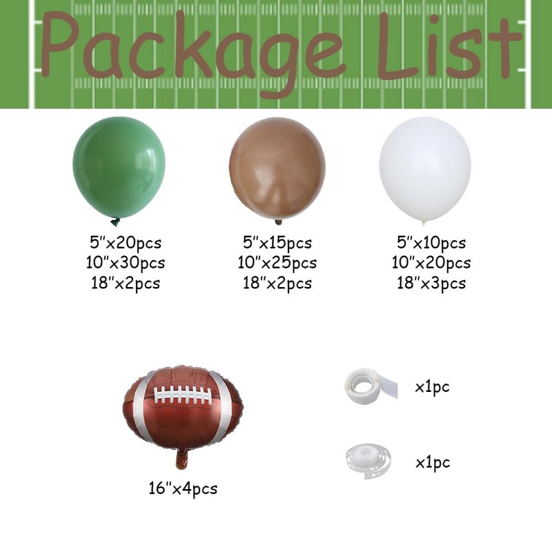 Eopelsm Football Balloon Garland Arch Kit 131Pcs Sage Green and Coffee Brown Balloons with Football Foil Balloon for Touch Down Rugby Super Bowl Sport Theme Party Decorations - Image 2