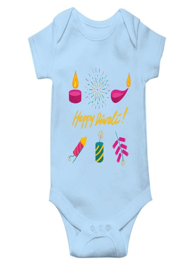 Mott2 Diwali Special Unisex Baby Romper - Happy Diwali5 (6-9 Months Blue) - Image 1