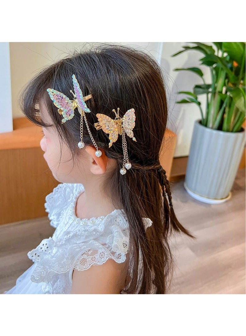 Captaintech 3Pcs Butterfly Hair Clip, Tassel Metal Hair Claw Clips, with Rhinestones,  Multi-color Hair Clips Tassel Gold Fashion Nonslip Hair Clips for All  Women Girls Styling Tools Hair Accessories - Image 2