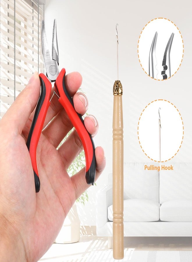 Telooco Hair Extension Tools Kit 600Pcs Silicone Lined Micro Rings, Hair Pliers Pulling Hook for Tinsel and Feather Sew in Extension Kit - Image 3
