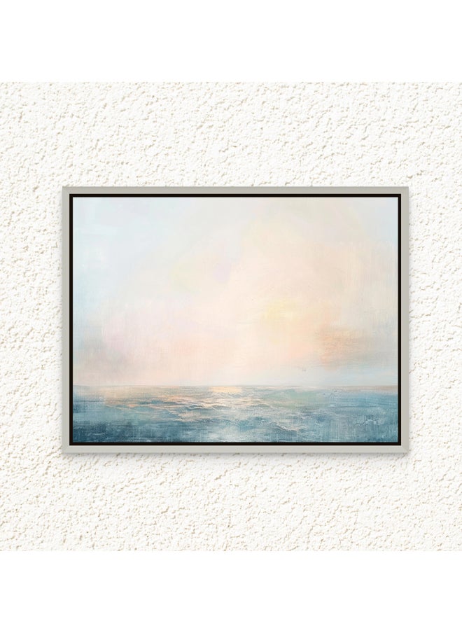Art Decor - Art Decor Framed Canvas Wall Art of Abstract Pastel Beach Art Seascape Landscape Print Wall Decor for Home Office Living Room Bedroom Gifting - Image 1