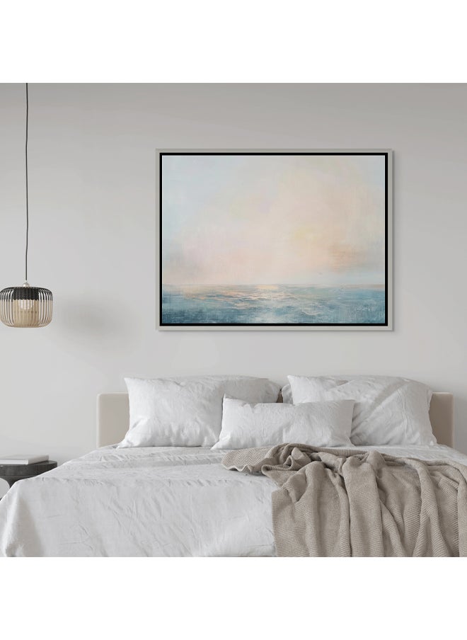 Art Decor - Art Decor Framed Canvas Wall Art of Abstract Pastel Beach Art Seascape Landscape Print Wall Decor for Home Office Living Room Bedroom Gifting - Image 1