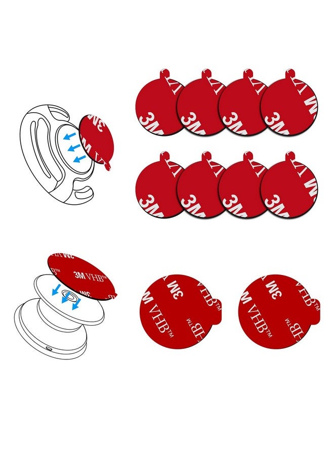 volport 3M Sticky Adhesive Replacement Compatible With Socket Mount Base Volport 10 Pack Vhb Sticker Pads For Car Magnetic Phone Holder And 2Pcs 1.38 Inches Double Sided Tape For Collapsible Grip & Stand  - Image 2