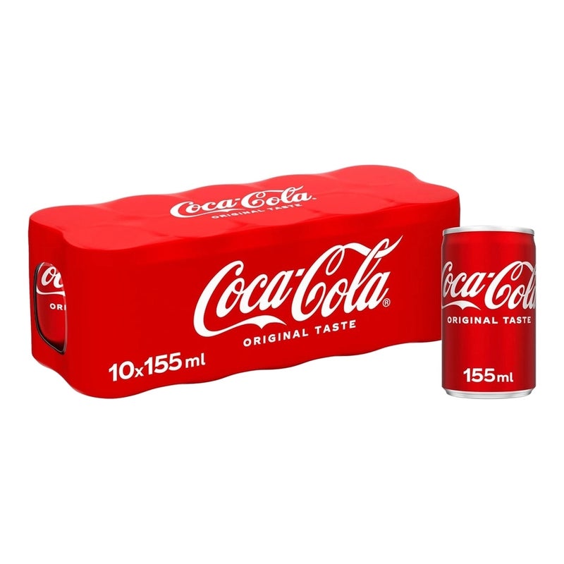 Coca Cola Regular Taste Carbonated Drink Mini Can- 10X155ml