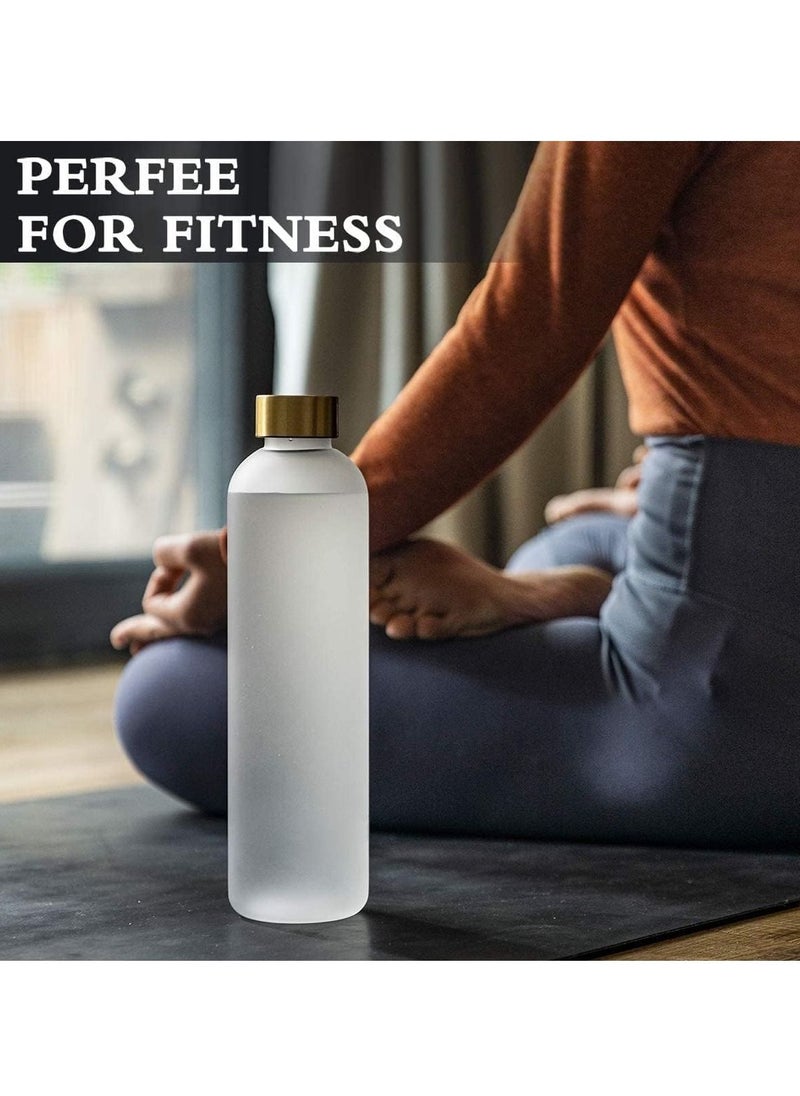 Gonice - Water Bottle for Men & Women with Time Mark Gym Blender Cup, BPA free Leakproof Sports Bottle for Home Drinking & Fitness(1000ml White) - Image 1
