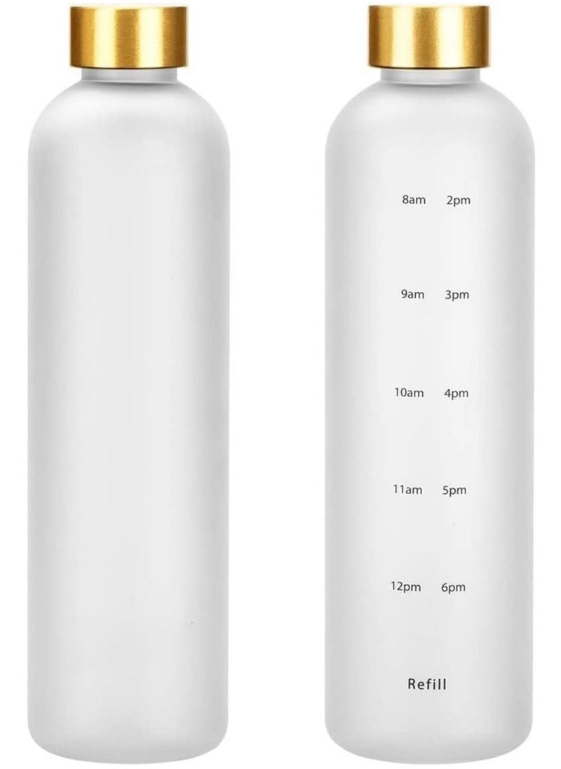 Gonice - Water Bottle for Men & Women with Time Mark Gym Blender Cup, BPA free Leakproof Sports Bottle for Home Drinking & Fitness(1000ml White) - Image 1
