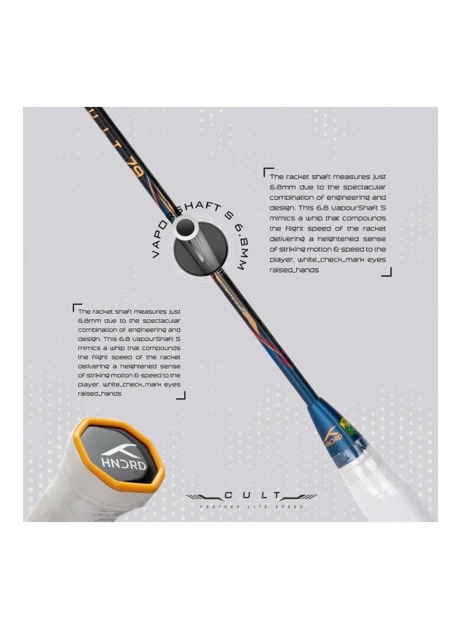 هندرد مضرب تنس الريشة Hundred Cult 79 المصنوع من ألياف الكربون مع غطاء كامل للمضرب للاعبين المتوسطين (72 جرام، أقصى شد - 32 رطل) (أسود/كحلي) - Image 3