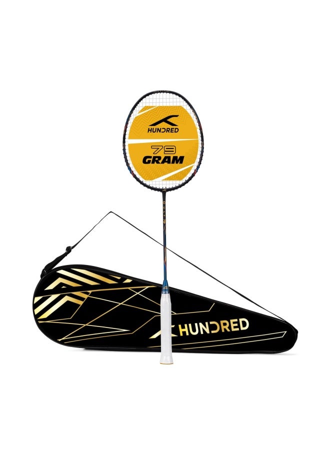 HUNDRED HUNDRED Cult 79 Strung Badminton Racket – 79 g (5U), Head-Heavy, Pre-Strung with Cover (Black/Navy)  - Image 1