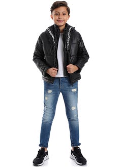 Andora Black Stitched Hooded Puffer_Black  - Image 2