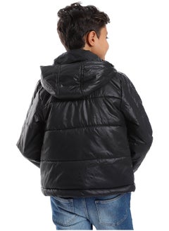 Andora Black Stitched Hooded Puffer_Black  - Image 3