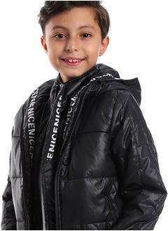 Andora Black Stitched Hooded Puffer_Black  - Image 4
