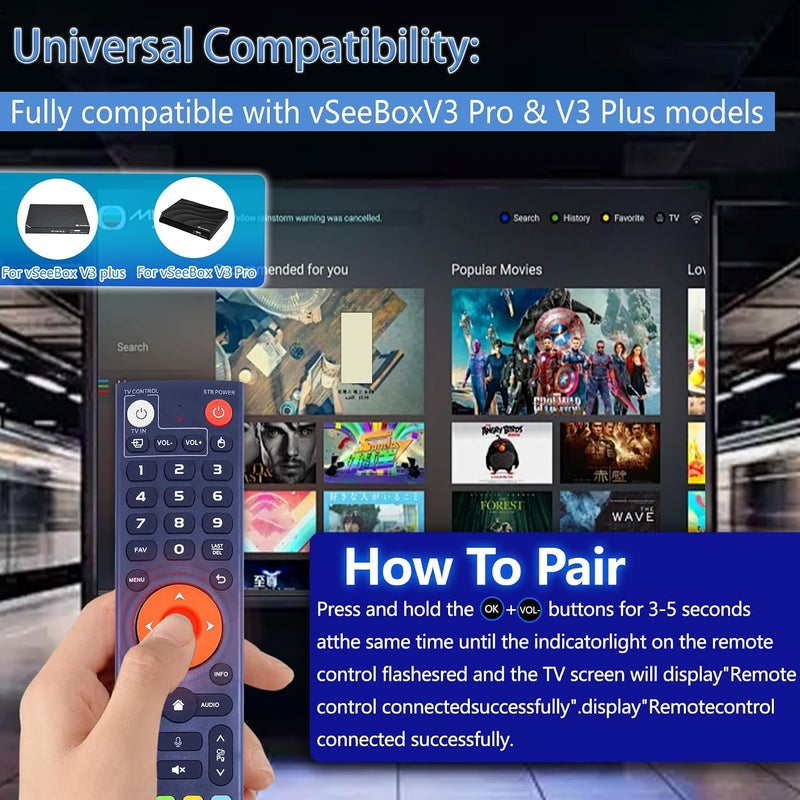 جهاز تحكم صوتي جديد V3 Plus، بديل متوافق مع جهاز التحكم الصوتي الذكي عبر البلوتوث vSeeBox V3 Plus V3 Pro - Image 3