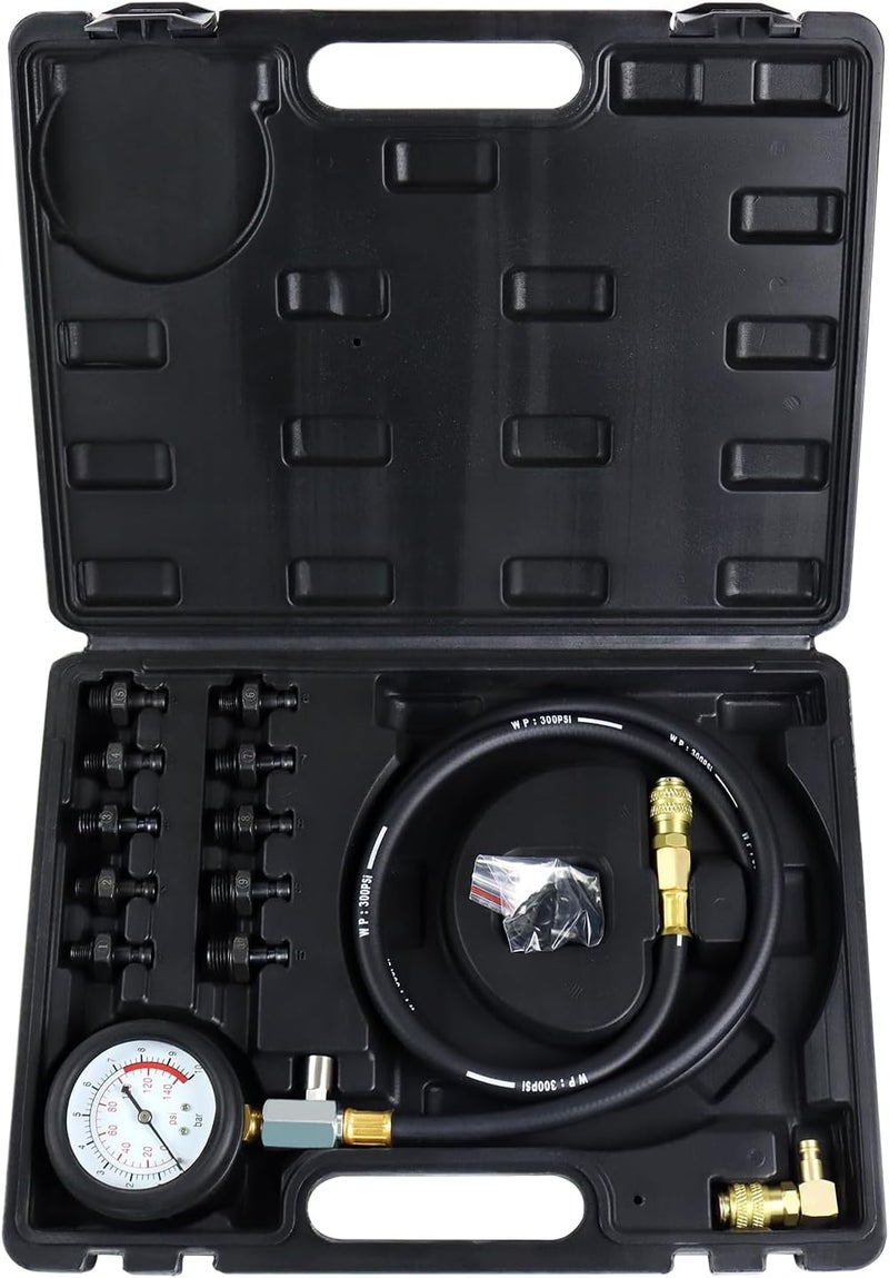 YSTOOL Oil Pressure Tester Kit Professional Oil Pressure Gauge Tool for Engine Diagnostic Test with Hose Adapters and Carry Case for Cars ATVs Trucks Use 0-140psi - Image 1
