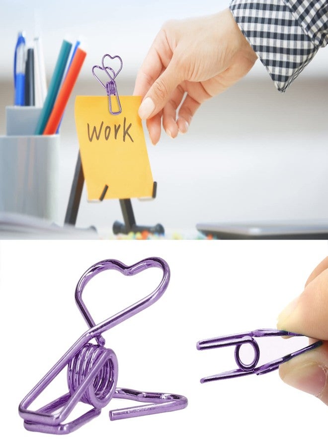 زيروديس مجموعة مشابك ورق بتصميم قلب من زيروديس، 20 قطعة، فواصل كتب، مشابك للمخططات، سلك معدني مجوف، بنفسجي، 1.5 × 2.8 سم / 0.6 × 1.1 بوصة - Image 2