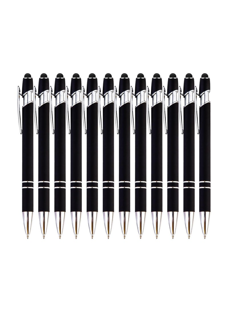 NIIMBOT 12 Pcs Black Ballpoint Pen with Stylus Tip, 2 in 1 Stylus Stylish Pen, Premium Metal Stylus Pen for Touch Screens, Black Ink, 1.0 mm Medium Point 14 x 1 cm - Image 2