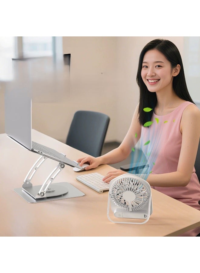 t672 carbon steel laptop stand v6.1 electric fan three speed 360 rotating - Black - Image 5