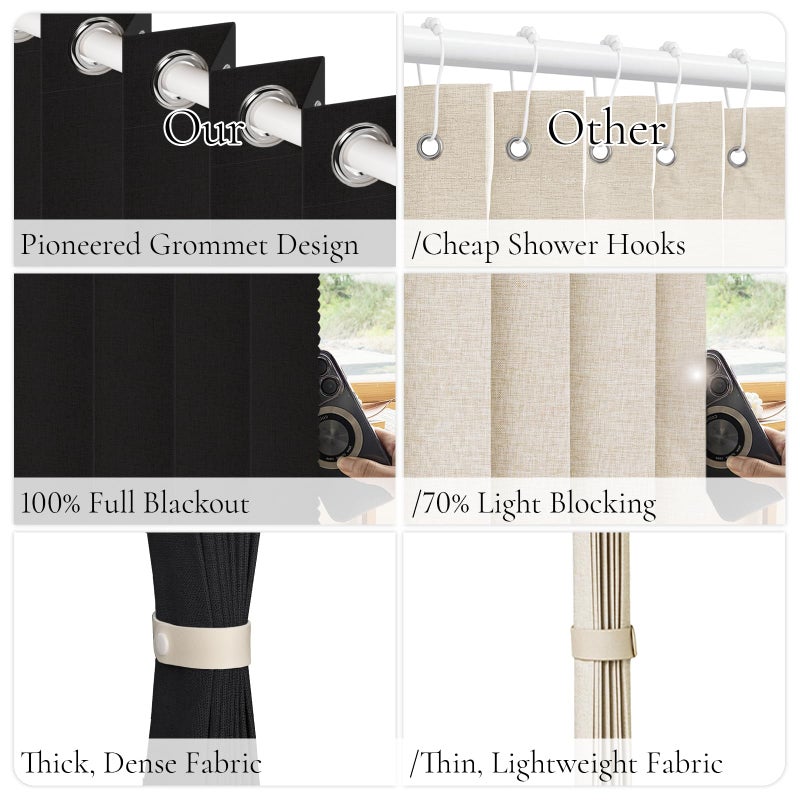 HMYI 100% Blackout Accordion Style Door Curtain for Doorways Privacy Magnetic Door Curtain, Temporary Doors for A Room Privacy, 1 Panel, W45 x L80, Black - Image 4