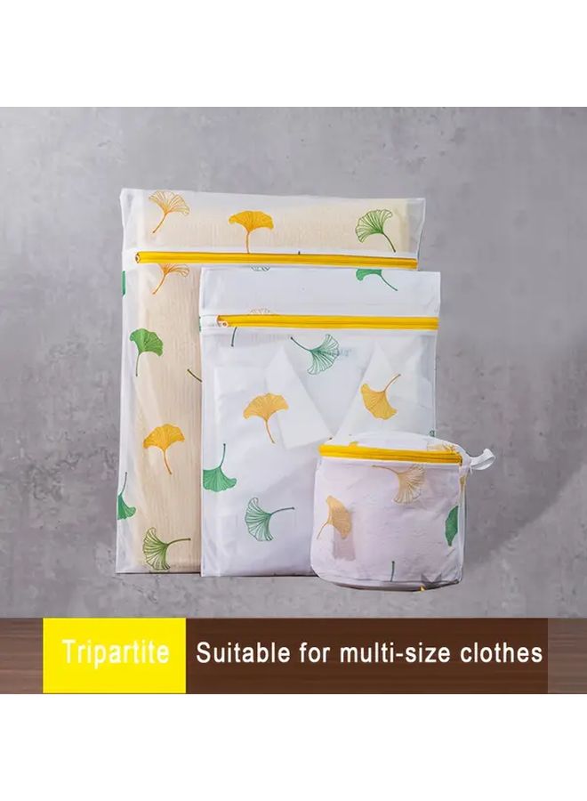 3Pcs Durable Polyester Mesh Laundry Bags Set Zippered Travel Pouches For Delicates - Image 1