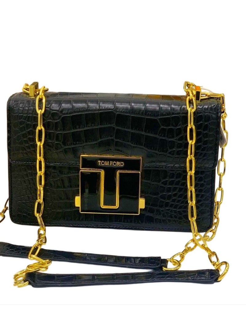 TOM FORD Elegant women’s leather handbag in shiny black color - Image 1