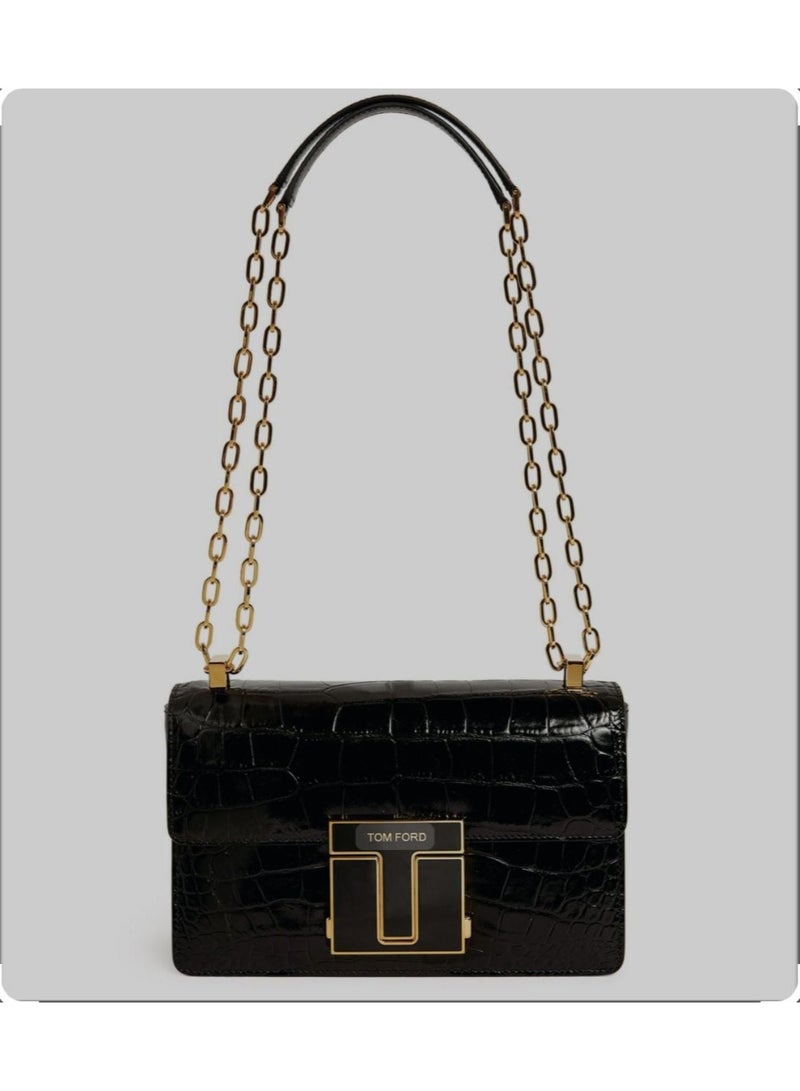 TOM FORD Elegant women’s leather handbag in shiny black color - Image 4