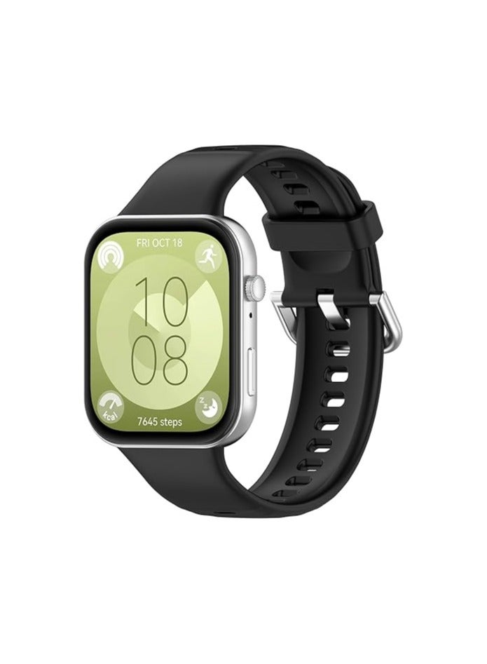 دكينج أساور متوافقة مع Huawei Watch Fit 3 حزام سيليكون سوار سريع التحرير حزام استبدال شارة الذراع أسود - Image 1