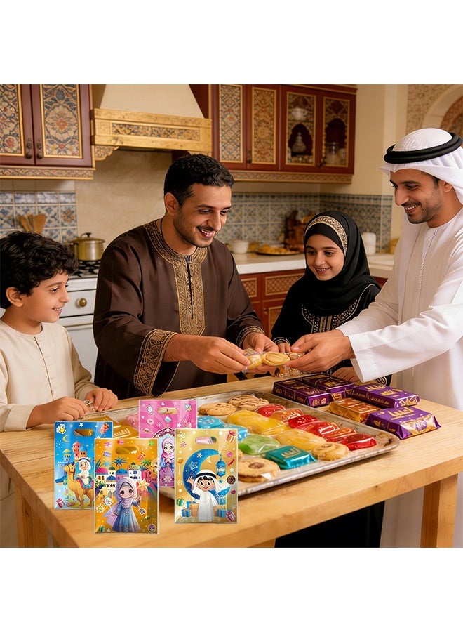 100 قطعة من أكياس الهدايا الكرتونية اللطيفة ذات الطابع العيداني على الطراز العربي لأحزاب الأطفال مع مقبض مثالية لهدايا رمضان احتفالات أعياد الميلاد أكياس الهدايا المهرجانية تغليف هدايا حفلات استقبال المولود الجديد - Image 2